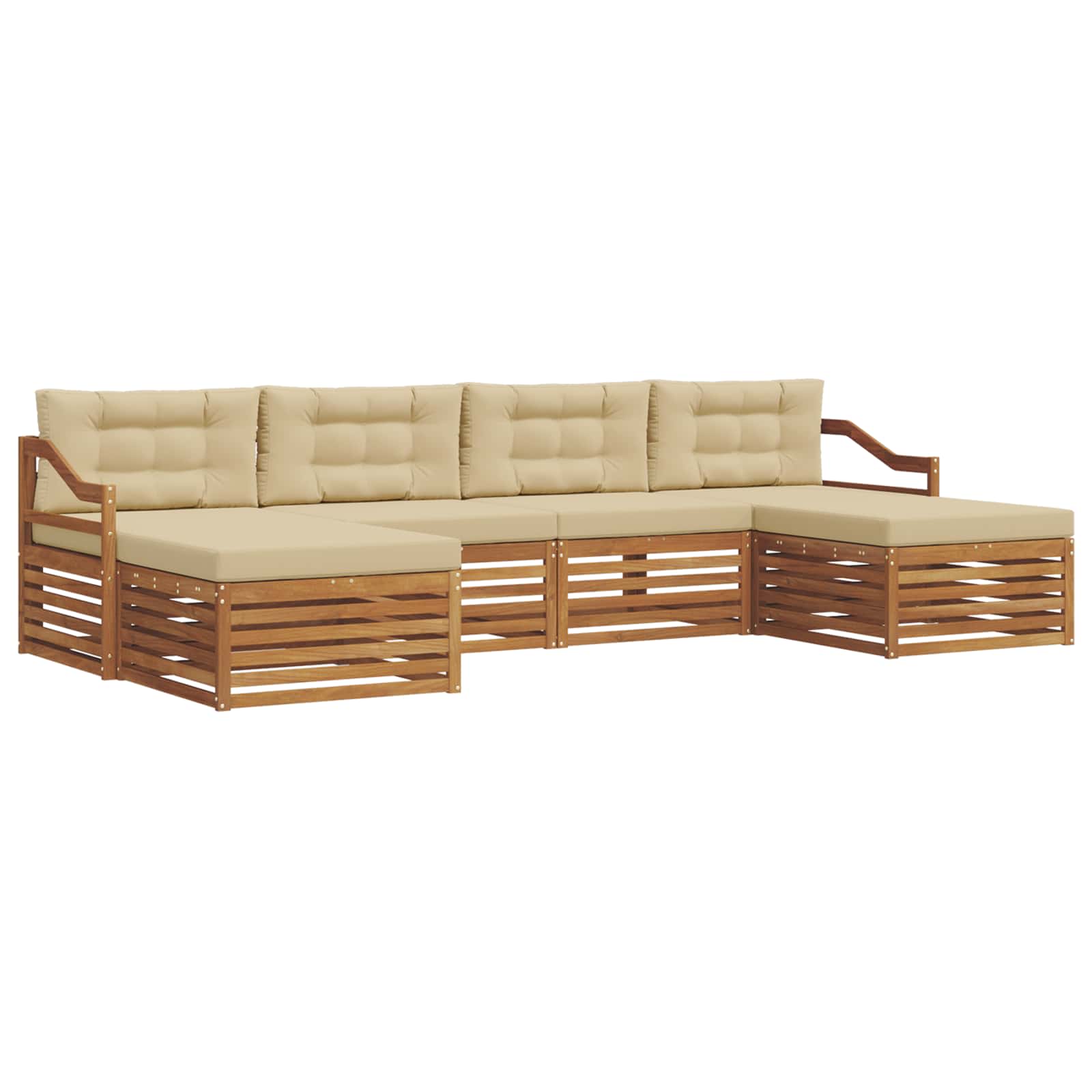 Sofagarnituren 6 pcs Natur und Beige Massivholz Akazie