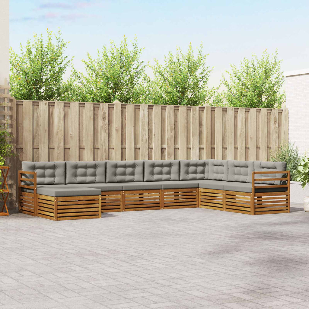 Outdoor-Sofagarnitur mit Kissen 8 pcs Natürlich und Hellgrau