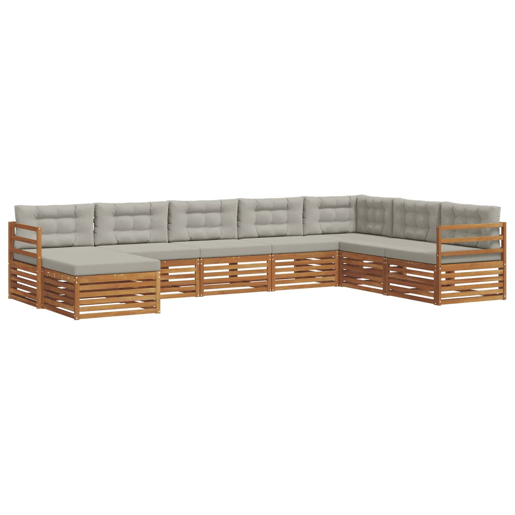 Outdoor-Sofagarnitur mit Kissen 8 pcs Natürlich und Hellgrau