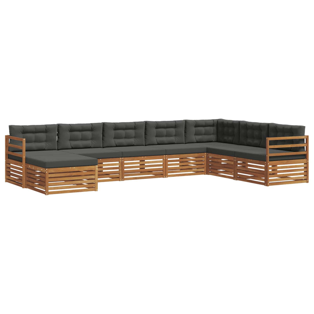Outdoor-Sofagarnitur mit Kissen 8 pcs Natur und Anthrazit