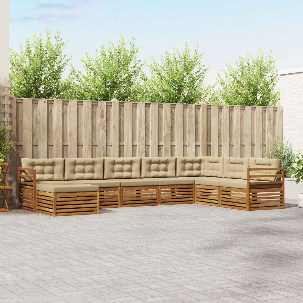 Outdoor-Sofagarnitur mit Kissen 8 pcs Natur und Beige