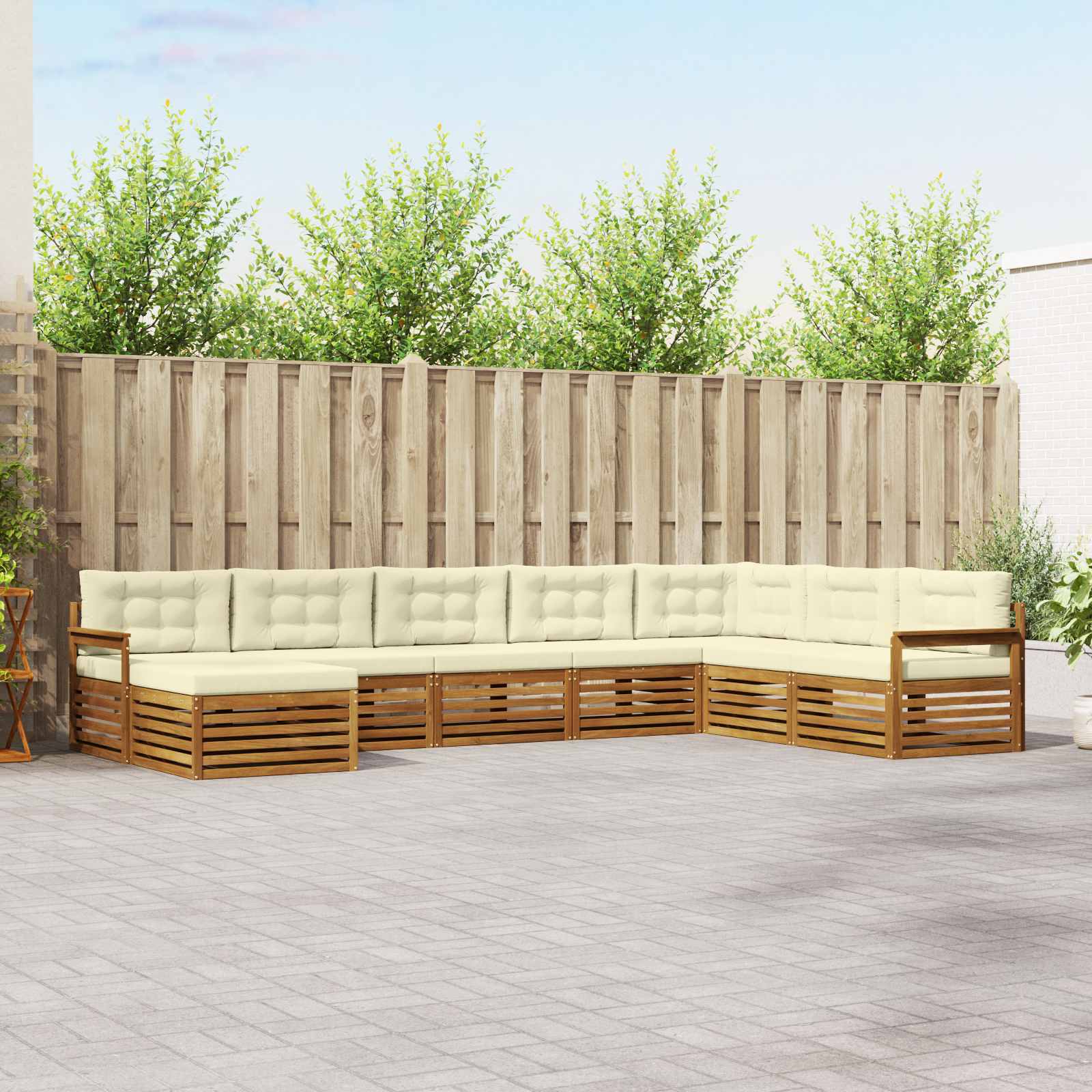 Outdoor-Sofagarnitur mit Kissen 8 pcs Natur und Creme