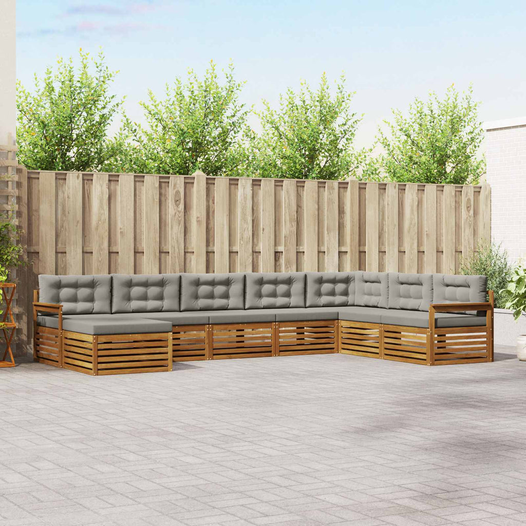 Outdoor-Sofagarnitur mit Kissen 8 pcs Natürlich und Hellgrau