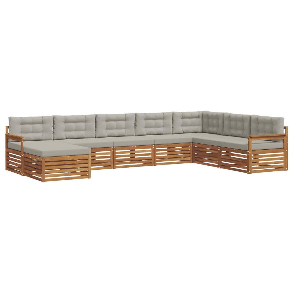 Outdoor-Sofagarnitur mit Kissen 8 pcs Natürlich und Hellgrau