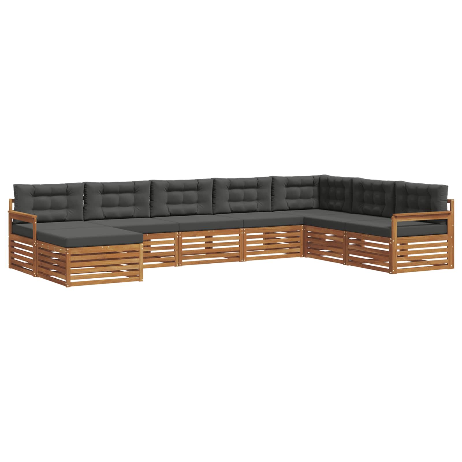 Outdoor-Sofagarnitur mit Kissen 8 pcs Natur und Anthrazit