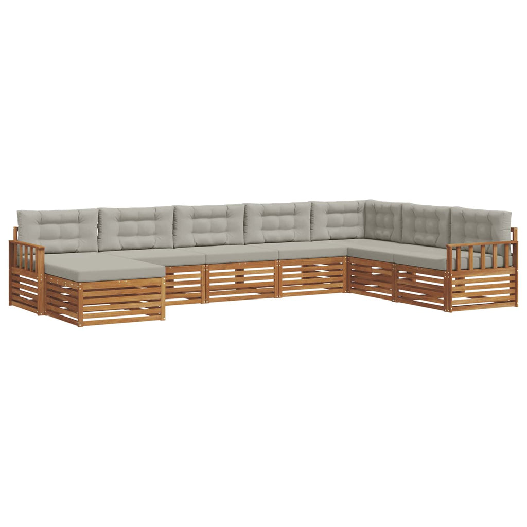 Outdoor-Sofagarnitur mit Kissen 8 pcs Natürlich und Hellgrau