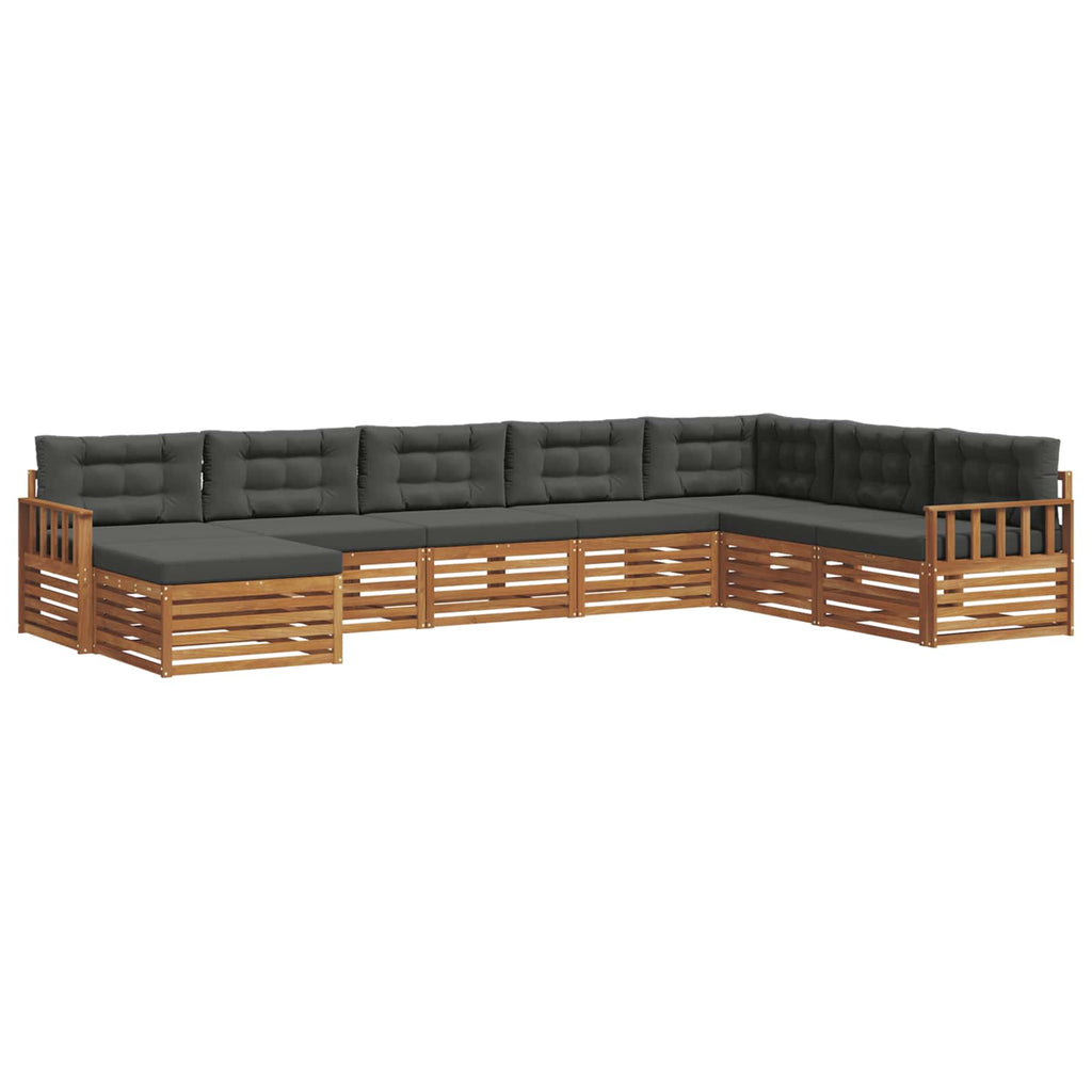 Outdoor-Sofagarnitur mit Kissen 8 pcs Natur und Anthrazit