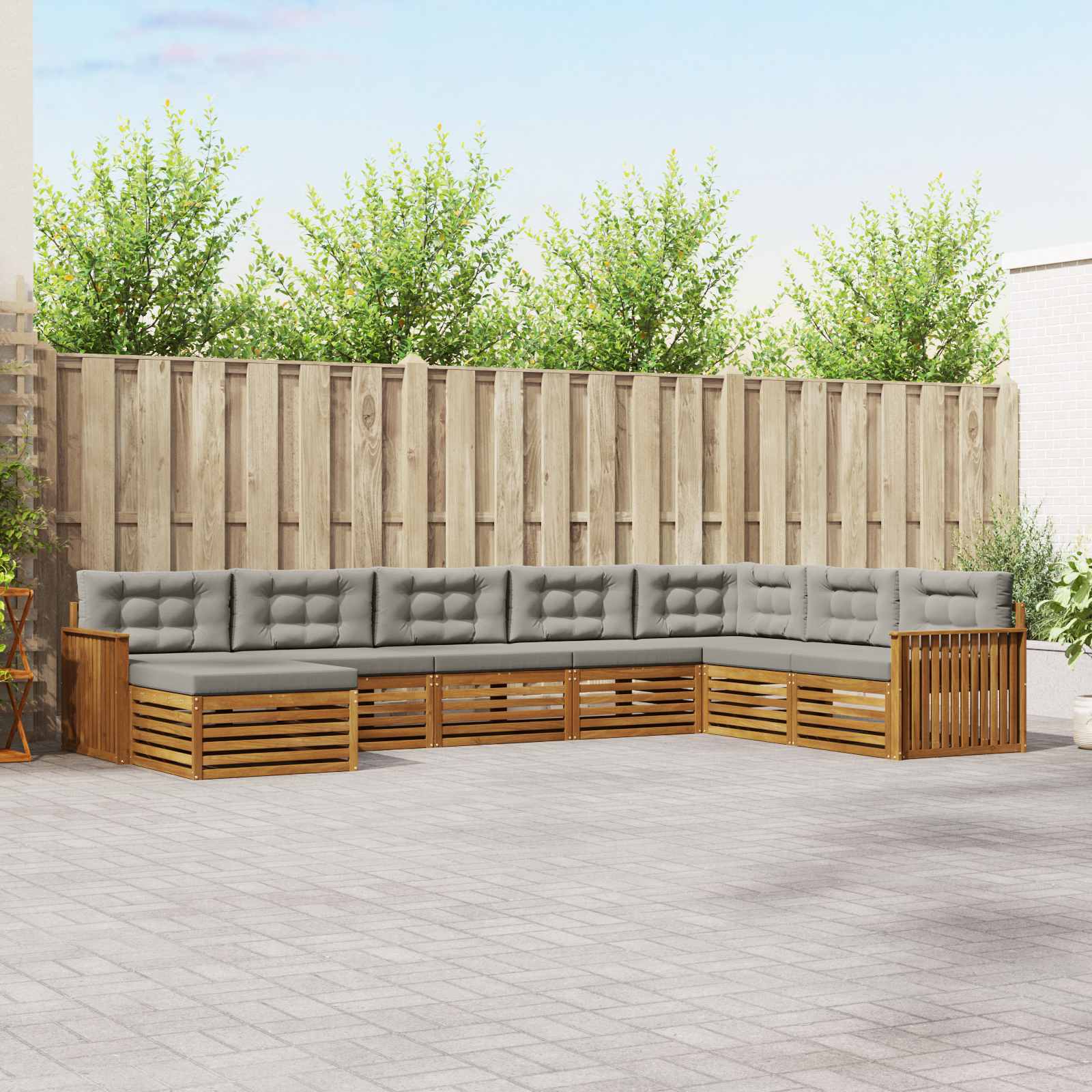 Outdoor-Sofagarnitur mit Kissen 8 pcs Natürlich und Hellgrau