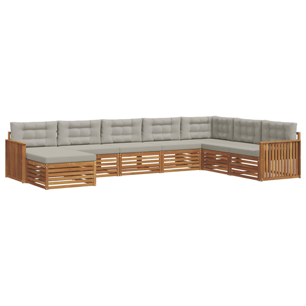 Outdoor-Sofagarnitur mit Kissen 8 pcs Natürlich und Hellgrau