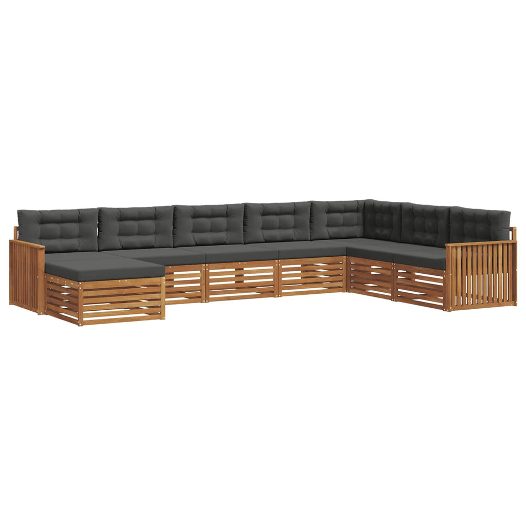 Outdoor-Sofagarnitur mit Kissen 8 pcs Natur und Anthrazit