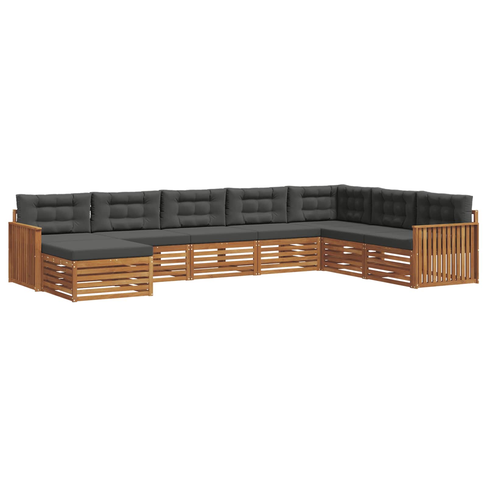 Outdoor-Sofagarnitur mit Kissen 8 pcs Natur und Anthrazit