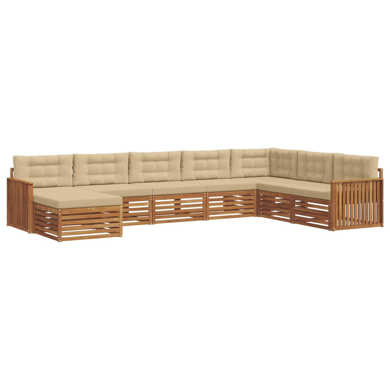 Outdoor-Sofagarnitur mit Kissen 8 pcs Natur und Beige