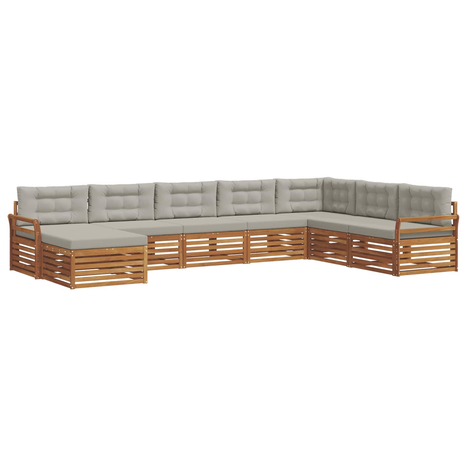 Outdoor-Sofagarnitur mit Kissen 8 pcs Natürlich und Hellgrau