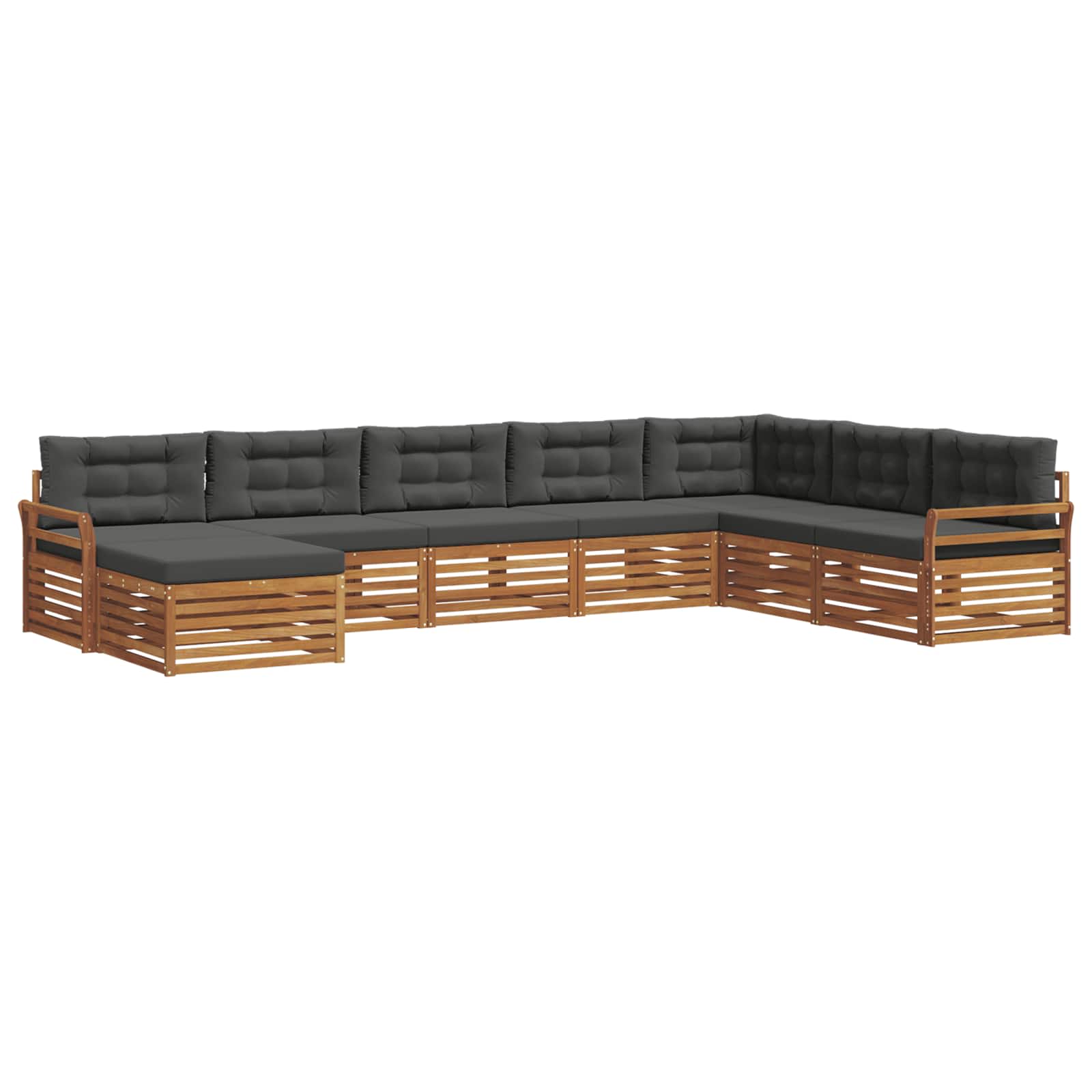Outdoor-Sofagarnitur mit Kissen 8 pcs Natur und Anthrazit