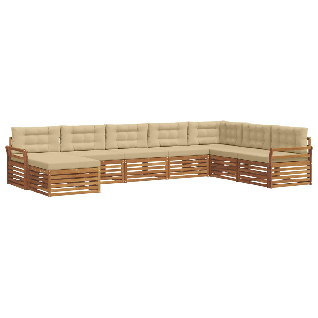 Outdoor-Sofagarnitur mit Kissen 8 pcs Natur und Beige