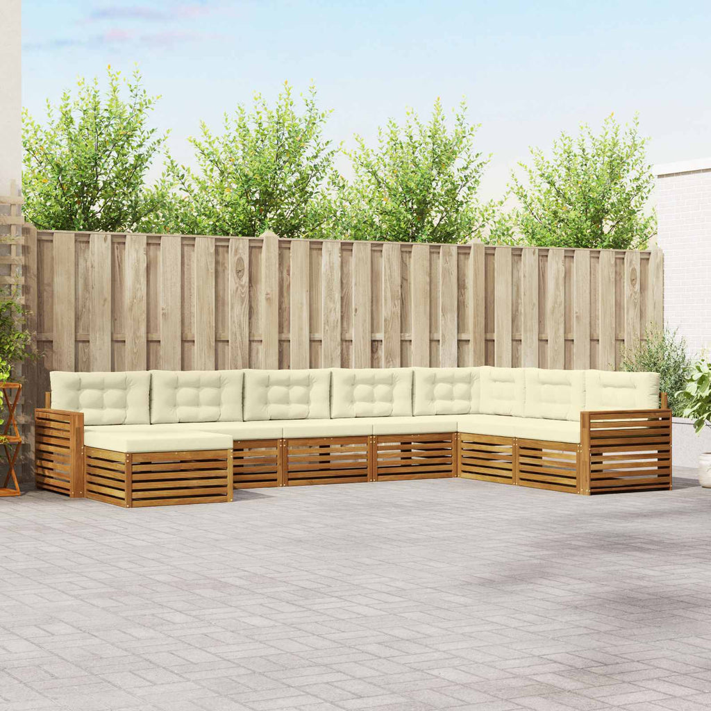 Outdoor-Sofagarnitur mit Kissen 8 pcs Natur und Creme