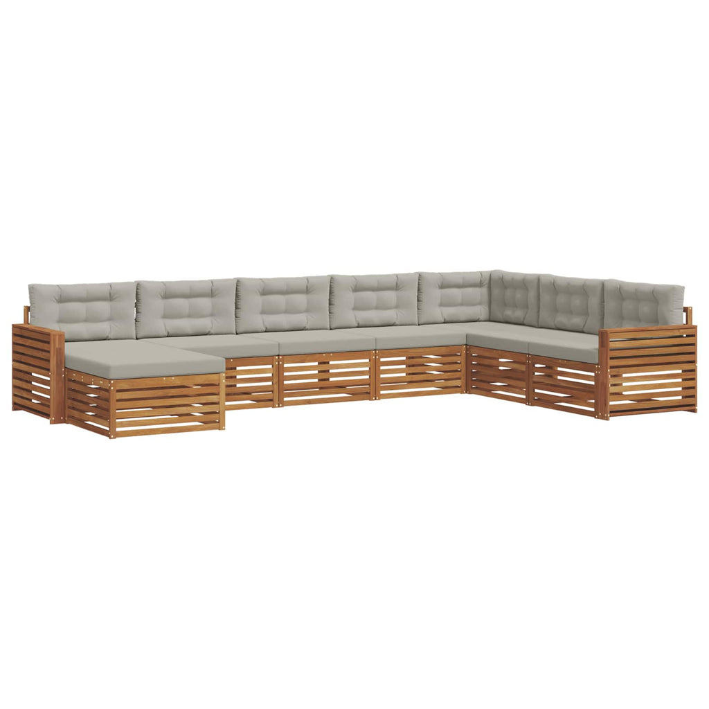 Outdoor-Sofagarnitur mit Kissen 8 pcs Natürlich und Hellgrau
