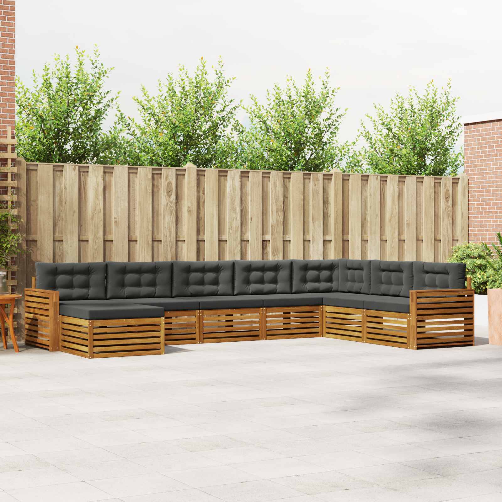 Outdoor-Sofagarnitur mit Kissen 8 pcs Natur und Anthrazit