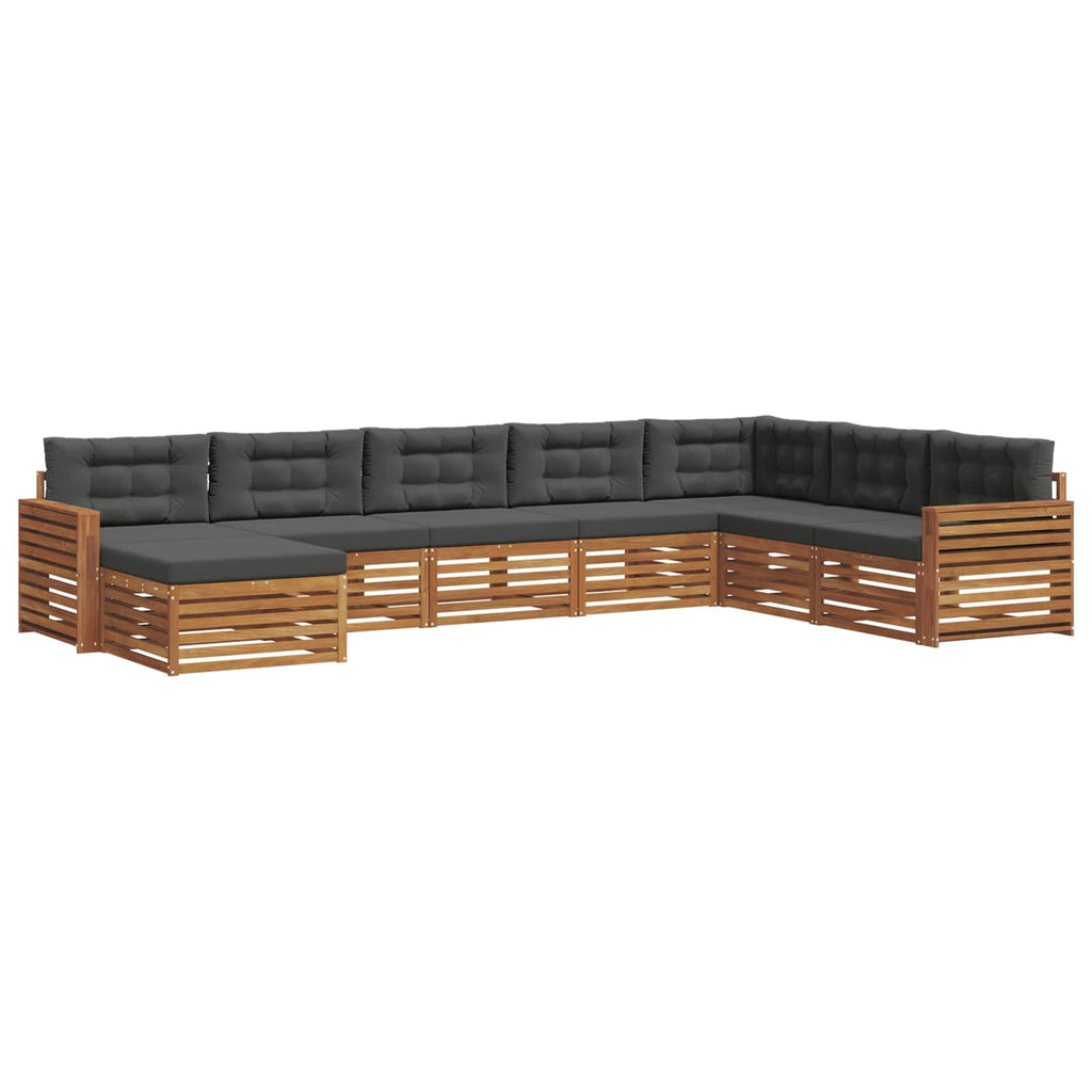 Outdoor-Sofagarnitur mit Kissen 8 pcs Natur und Anthrazit
