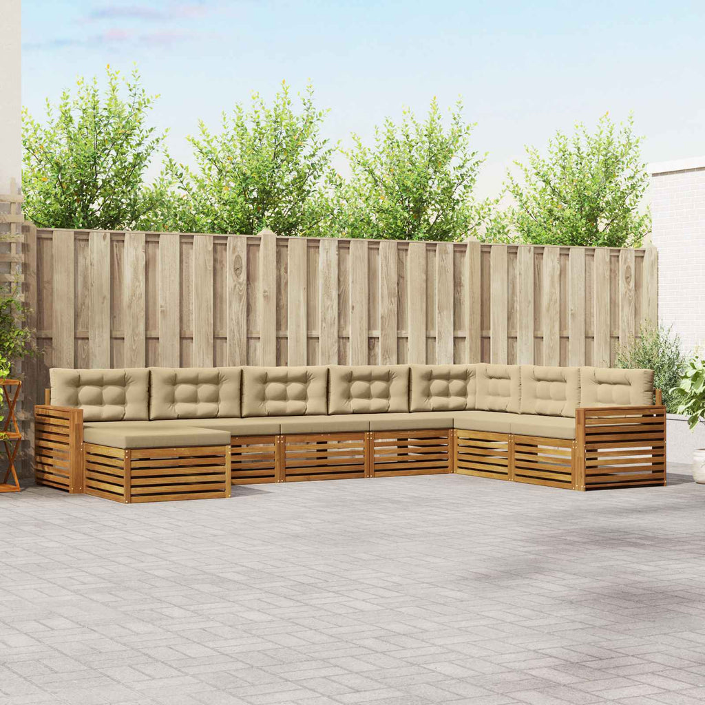 Outdoor-Sofagarnitur mit Kissen 8 pcs Natur und Beige