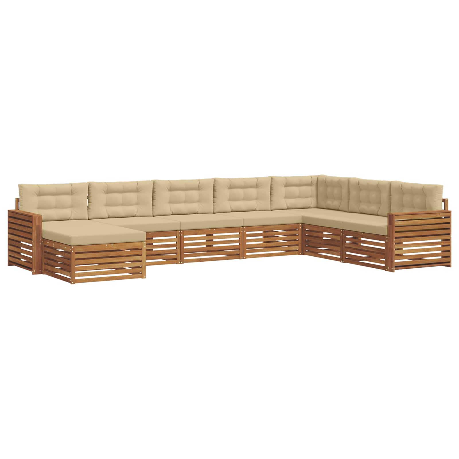 Outdoor-Sofagarnitur mit Kissen 8 pcs Natur und Beige