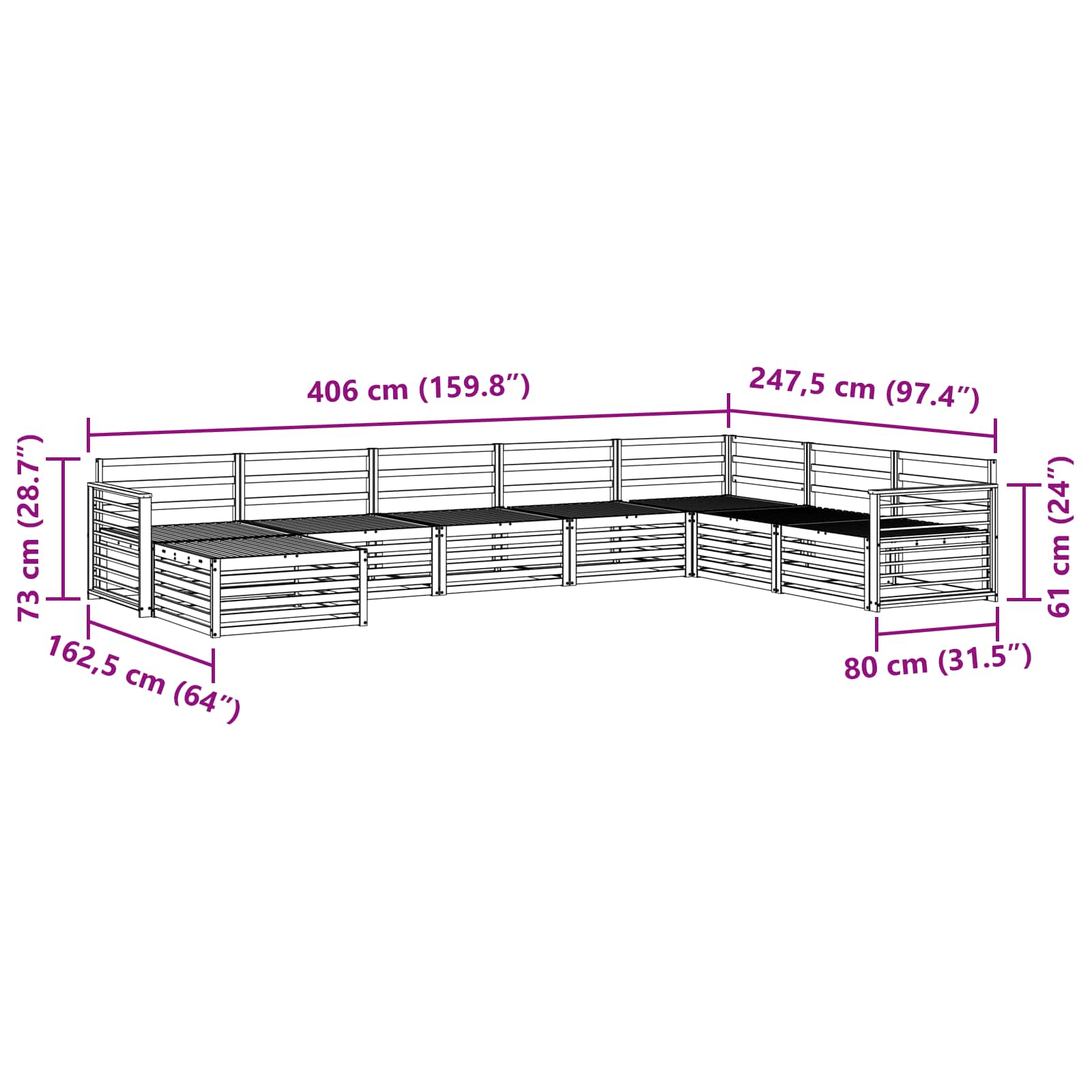 Sofagarnituren 8 pcs Natur Massivholz Akazie