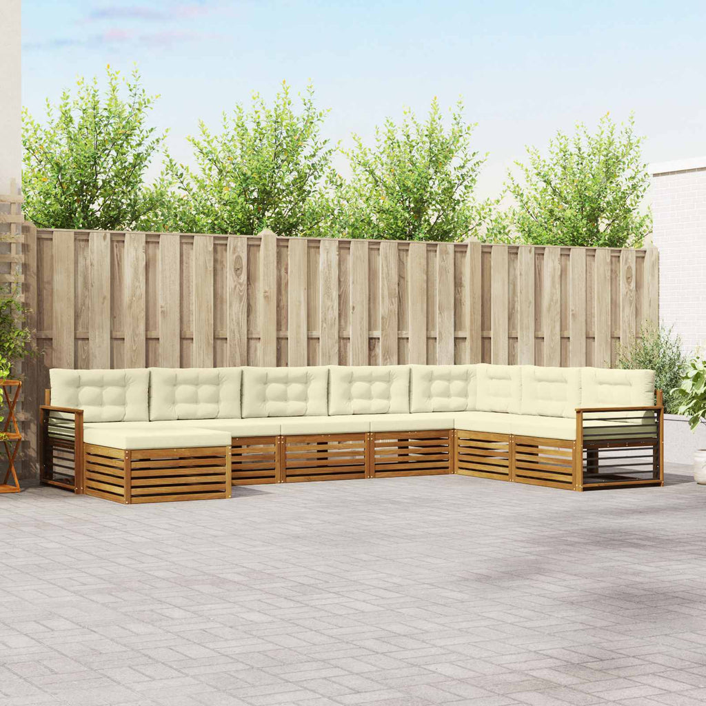 Outdoor-Sofagarnitur mit Kissen 8 pcs Natur und Creme