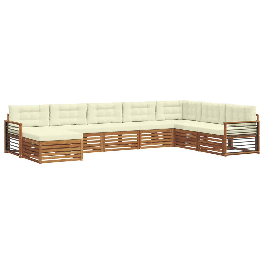 Outdoor-Sofagarnitur mit Kissen 8 pcs Natur und Creme