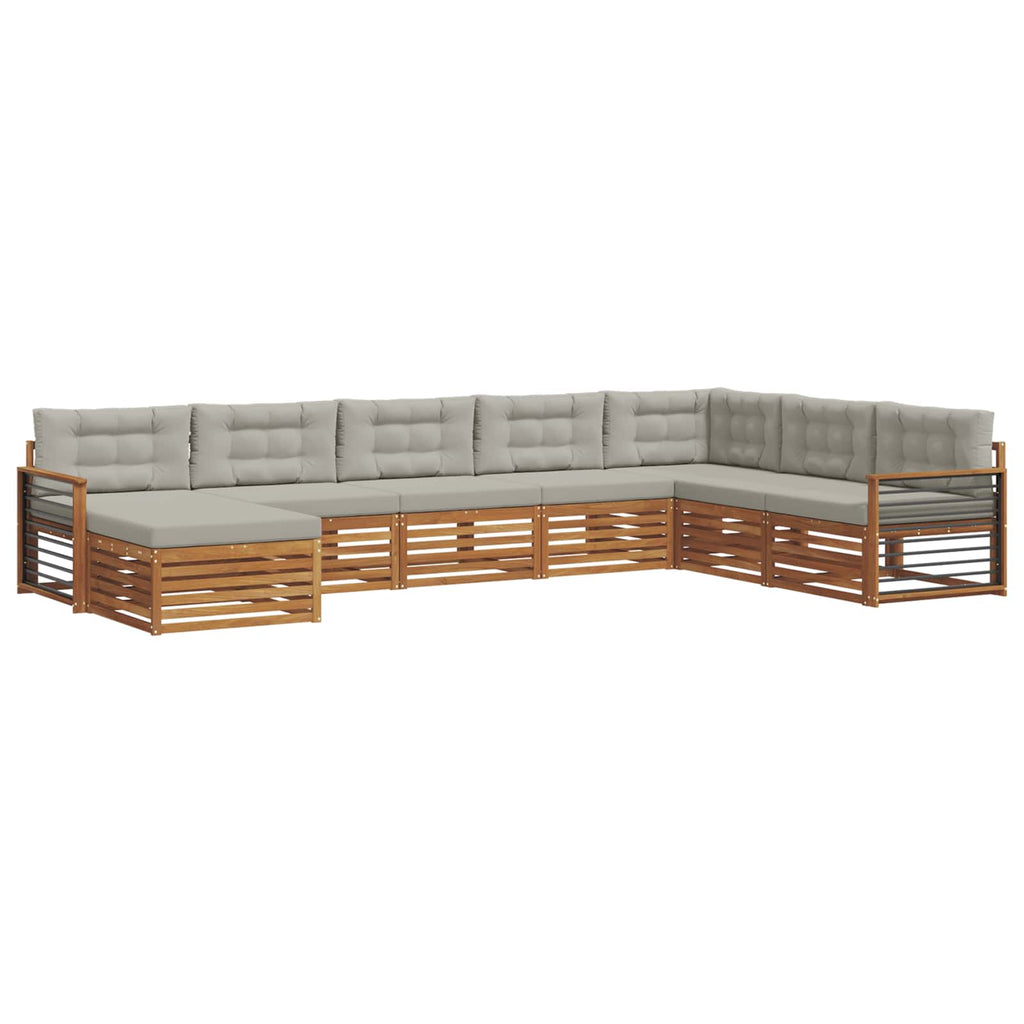 Outdoor-Sofagarnitur mit Kissen 8 pcs Natürlich und Hellgrau