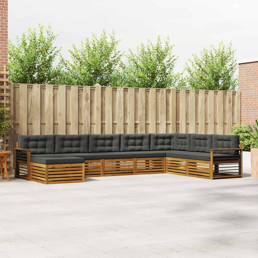 Outdoor-Sofagarnitur mit Kissen 8 pcs Natur und Anthrazit