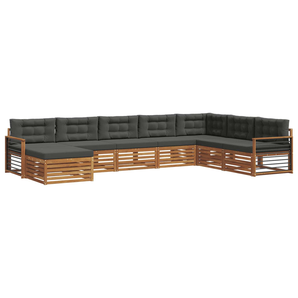 Outdoor-Sofagarnitur mit Kissen 8 pcs Natur und Anthrazit
