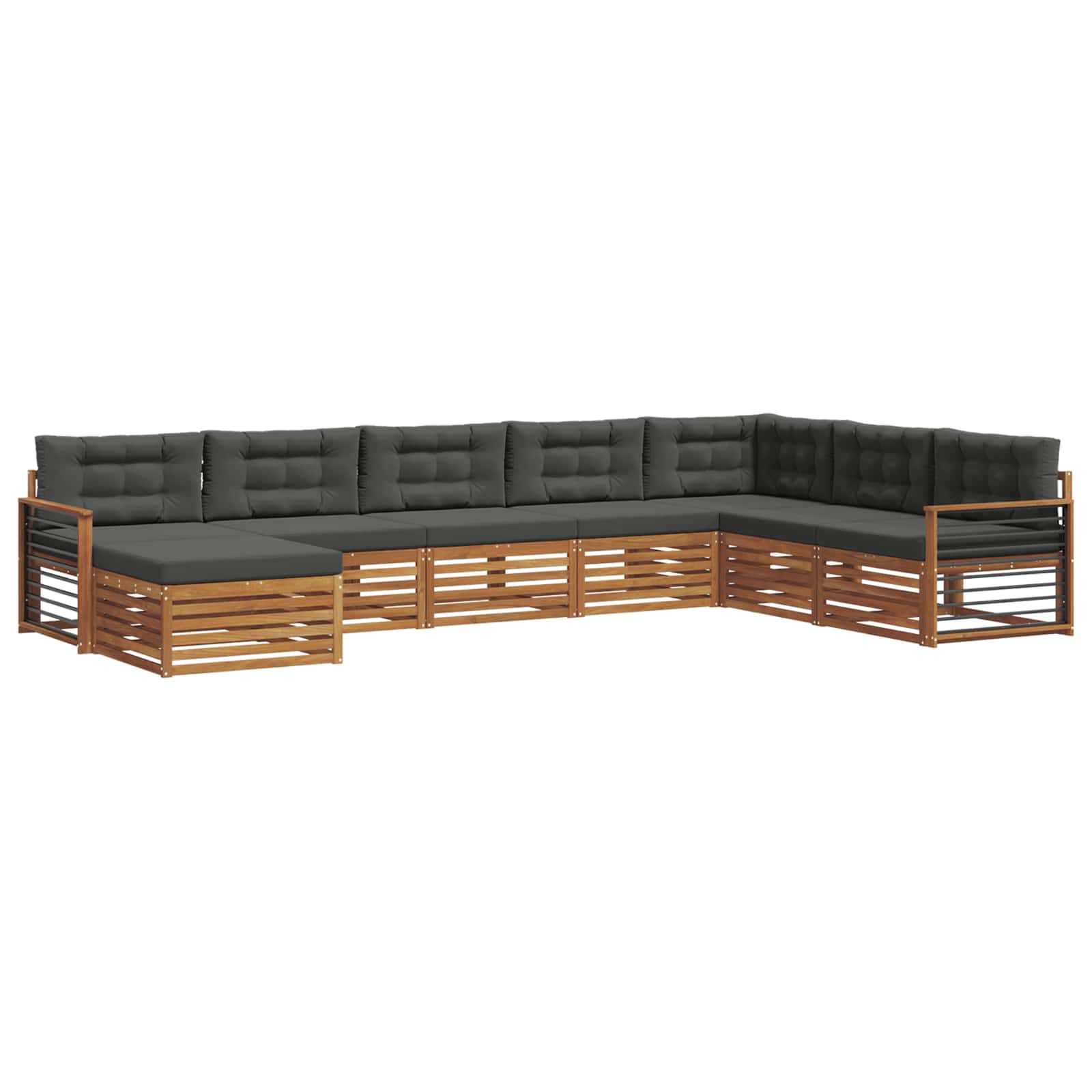 Outdoor-Sofagarnitur mit Kissen 8 pcs Natur und Anthrazit