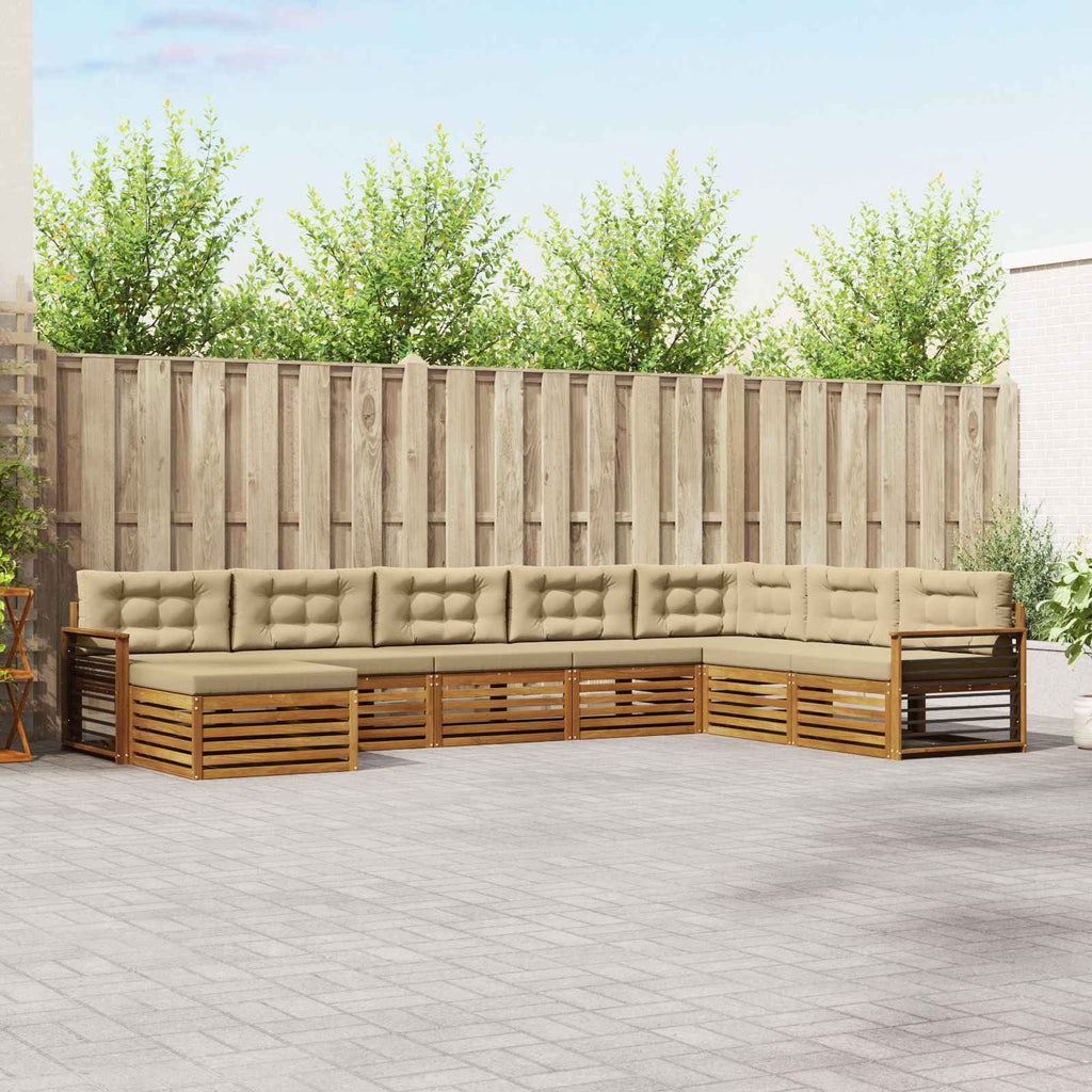 Outdoor-Sofagarnitur mit Kissen 8 pcs Natur und Beige