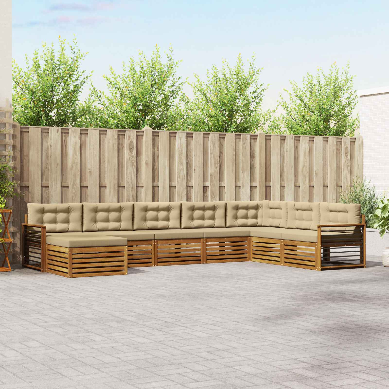 Outdoor-Sofagarnitur mit Kissen 8 pcs Natur und Beige