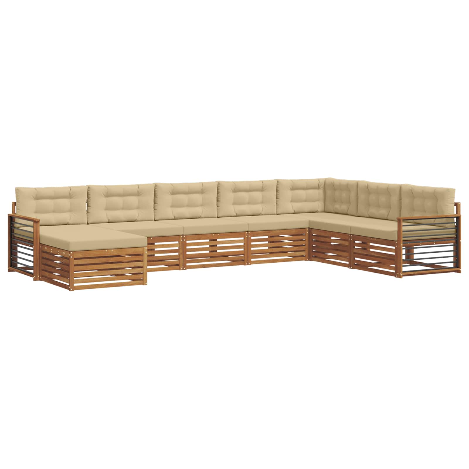 Outdoor-Sofagarnitur mit Kissen 8 pcs Natur und Beige
