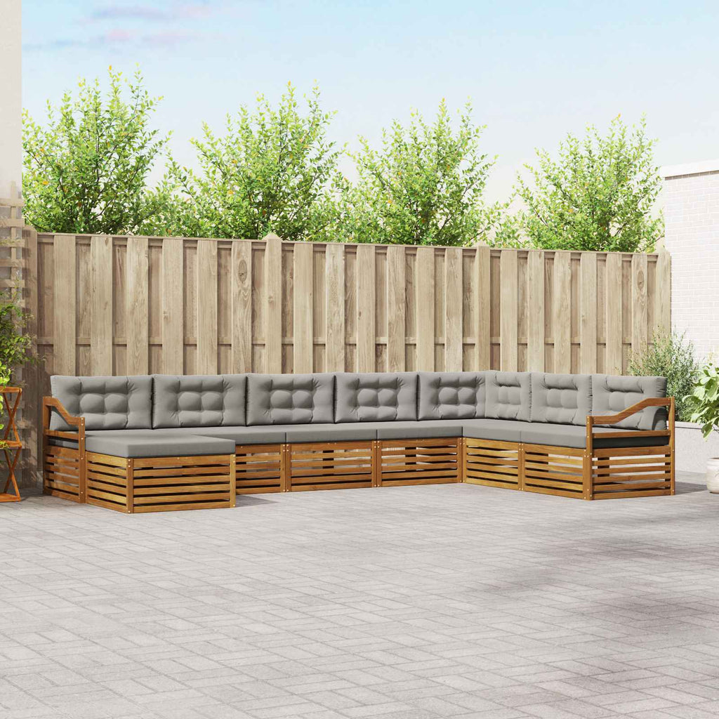 Outdoor-Sofagarnitur mit Kissen 8 pcs Natürlich und Hellgrau
