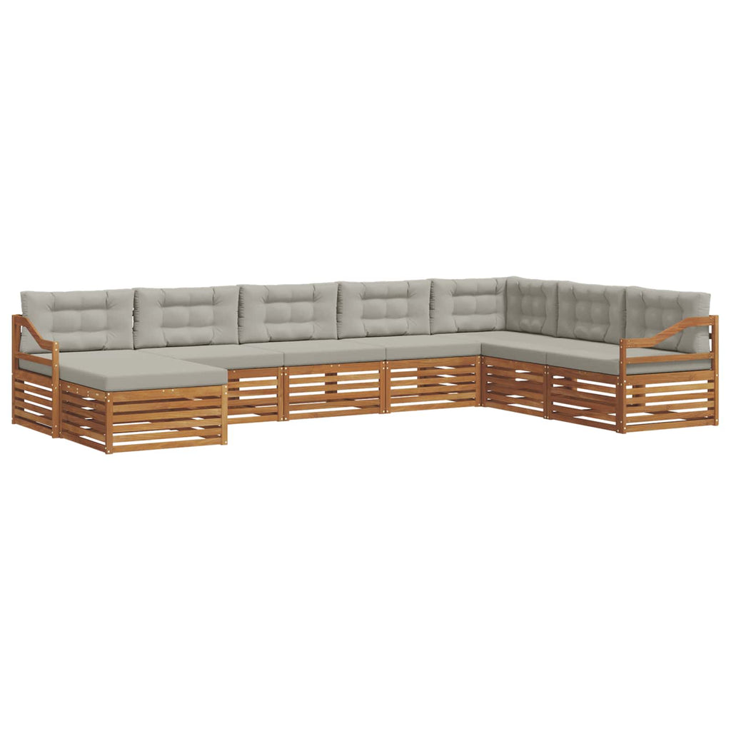 Outdoor-Sofagarnitur mit Kissen 8 pcs Natürlich und Hellgrau