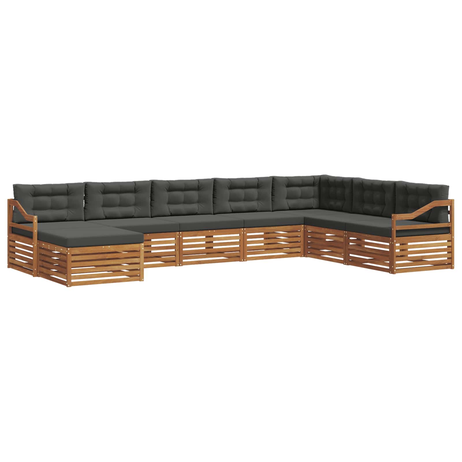 Outdoor-Sofagarnitur mit Kissen 8 pcs Natur und Anthrazit