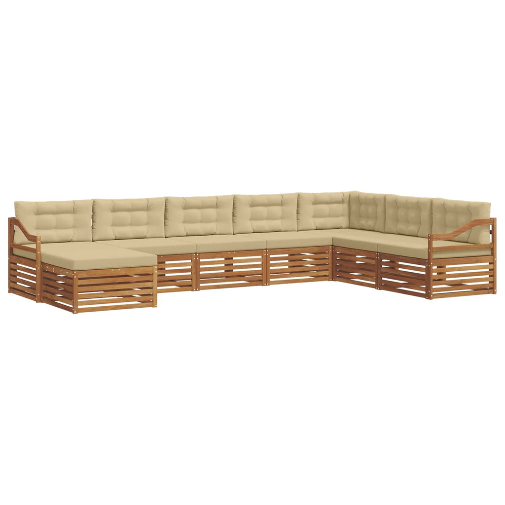 Outdoor-Sofagarnitur mit Kissen 8 pcs Natur und Beige