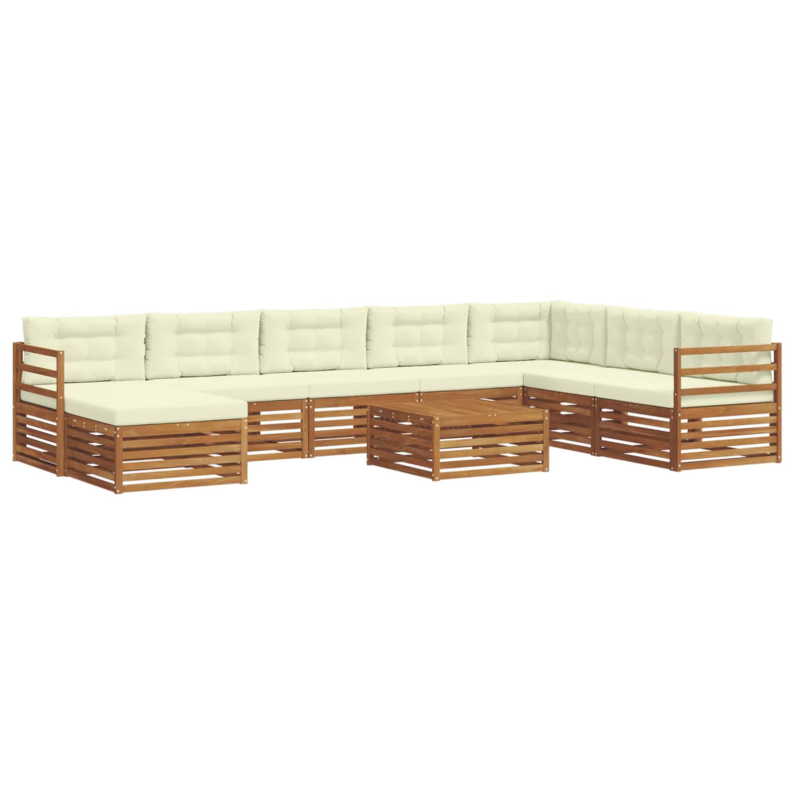 Outdoor-Sofagarnitur 9 pcs Natur und Creme Massivholz Akazie