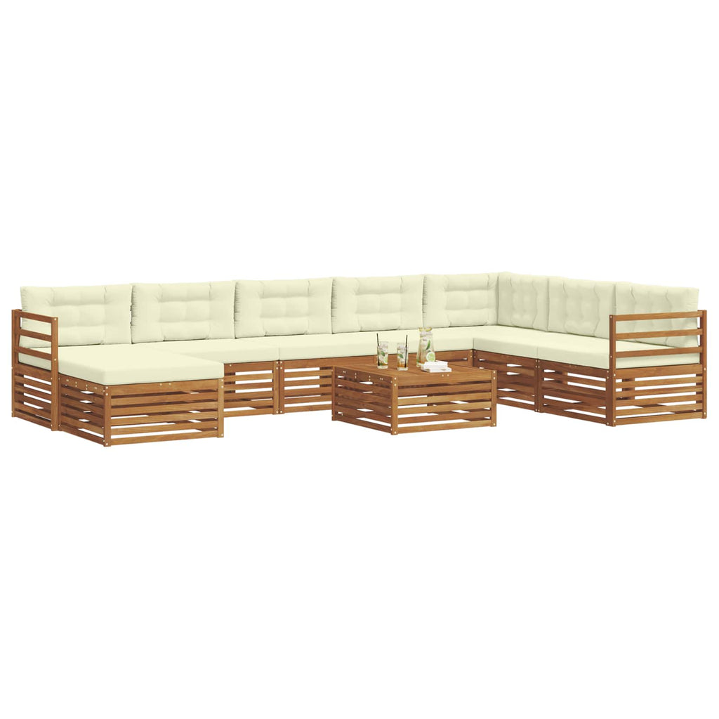 Outdoor-Sofagarnitur 9 pcs Natur und Creme Massivholz Akazie
