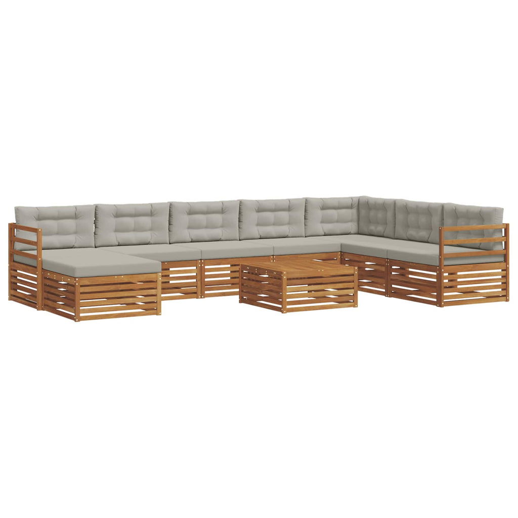 Outdoor-Sofagarnitur mit Kissen 9 pcs Natürlich und Hellgrau