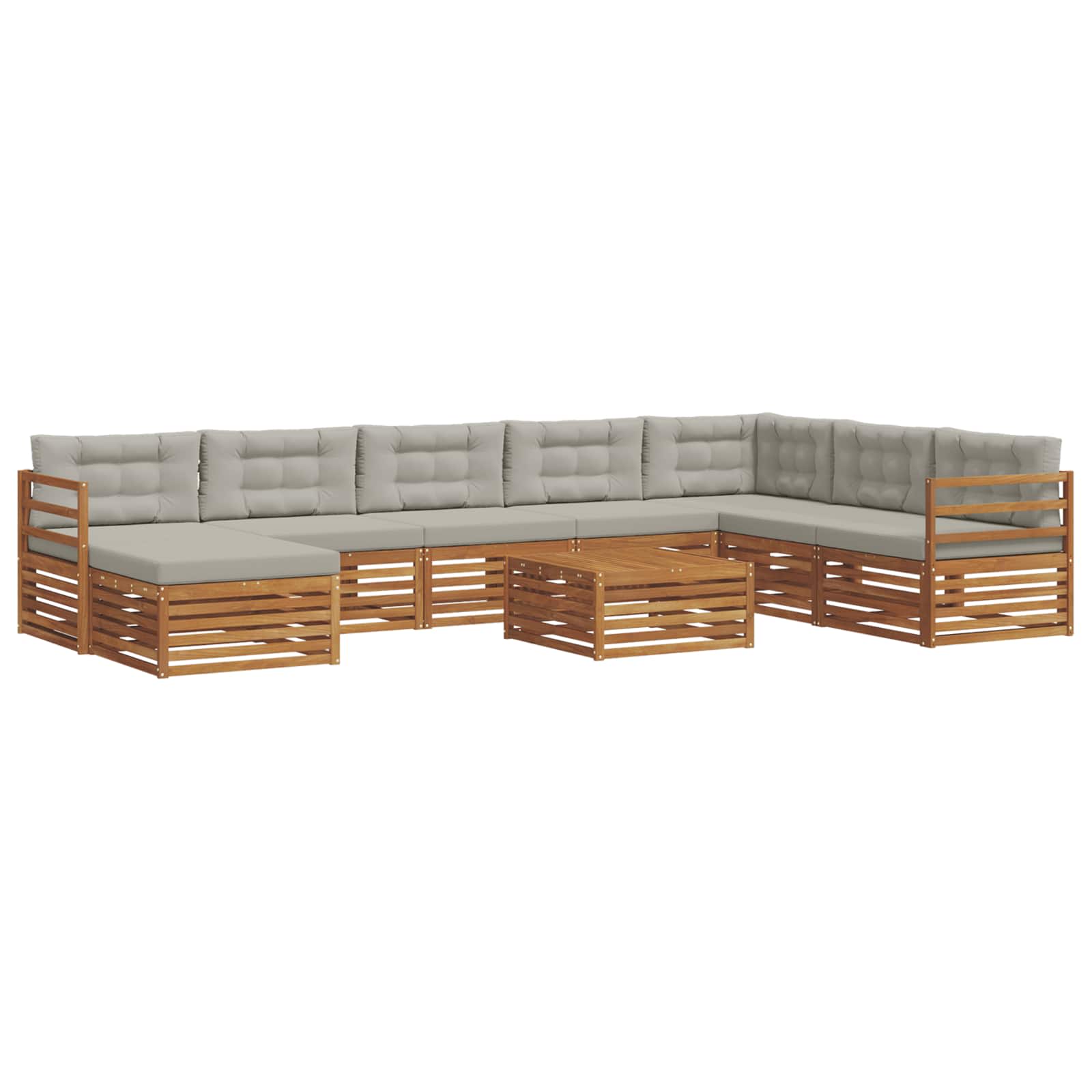 Outdoor-Sofagarnitur mit Kissen 9 pcs Natürlich und Hellgrau