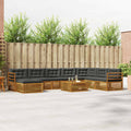 Outdoor-Sofagarnitur mit Kissen 9 pcs Natur und Anthrazit