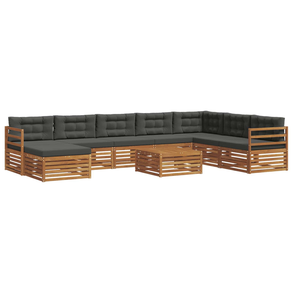Outdoor-Sofagarnitur mit Kissen 9 pcs Natur und Anthrazit