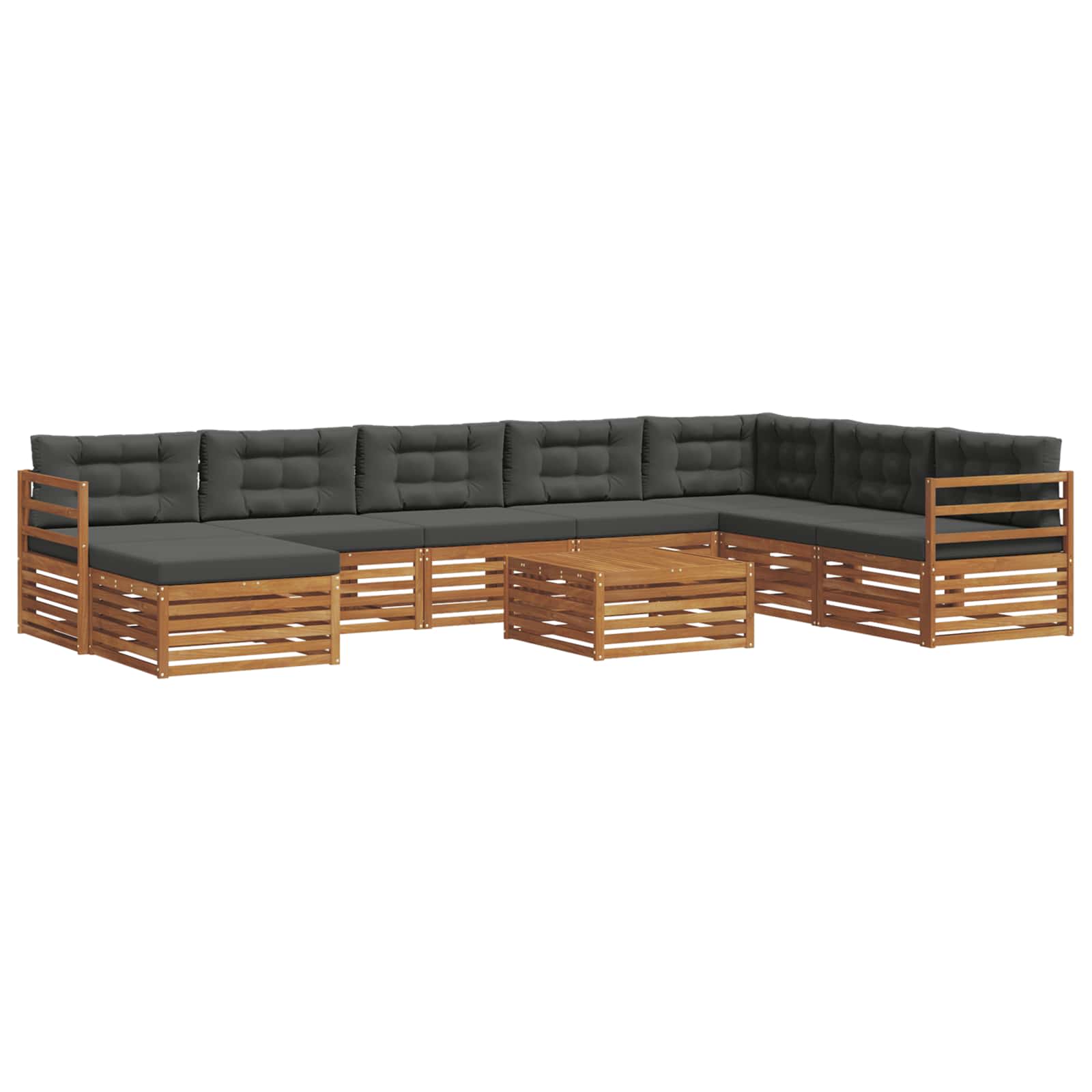 Outdoor-Sofagarnitur mit Kissen 9 pcs Natur und Anthrazit