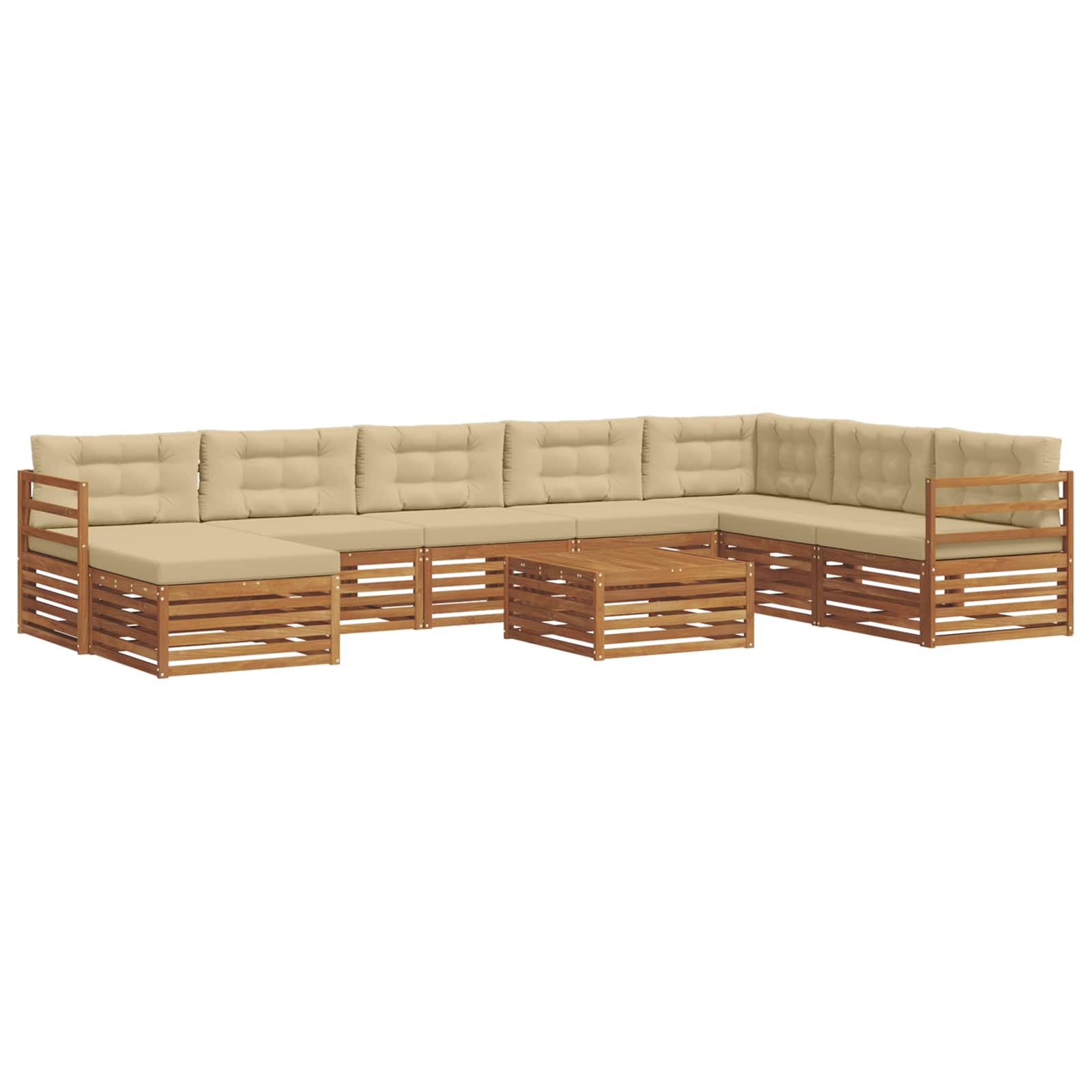 Outdoor-Sofagarnitur 9 pcs Natur und Beige Massivholz Akazie