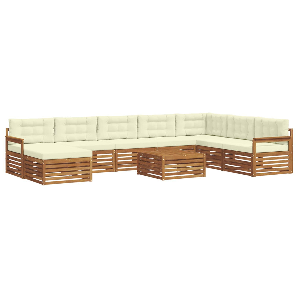 Outdoor-Sofagarnitur 9 pcs Natur und Creme Massivholz Akazie