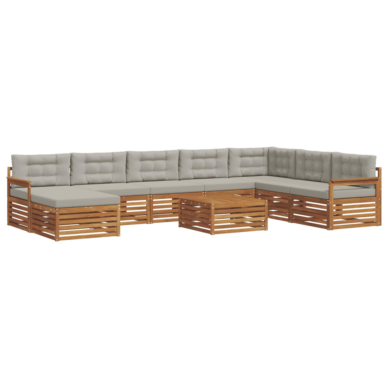 Outdoor-Sofagarnitur mit Kissen 9 pcs Natürlich und Hellgrau