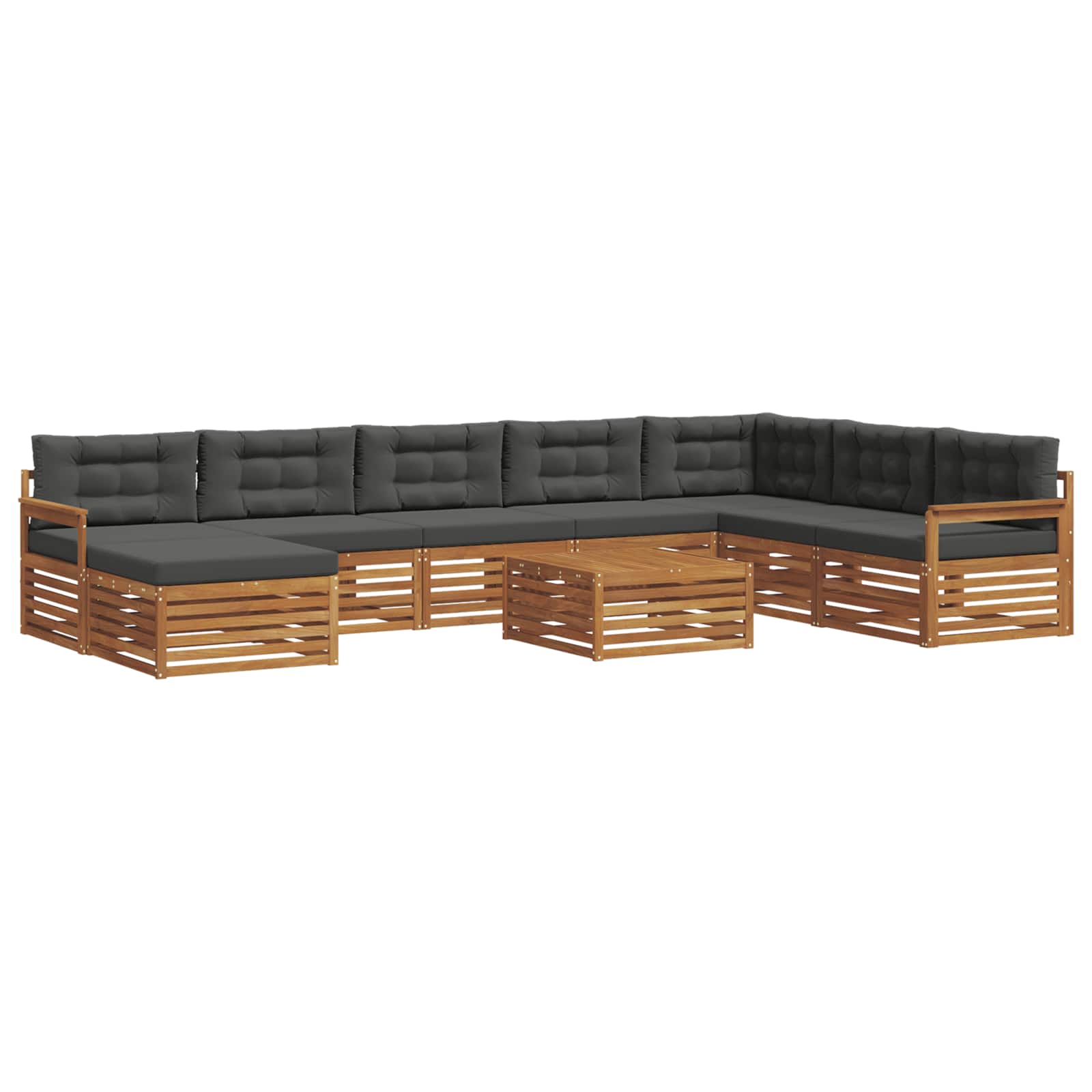 Outdoor-Sofagarnitur mit Kissen 9 pcs Natur und Anthrazit
